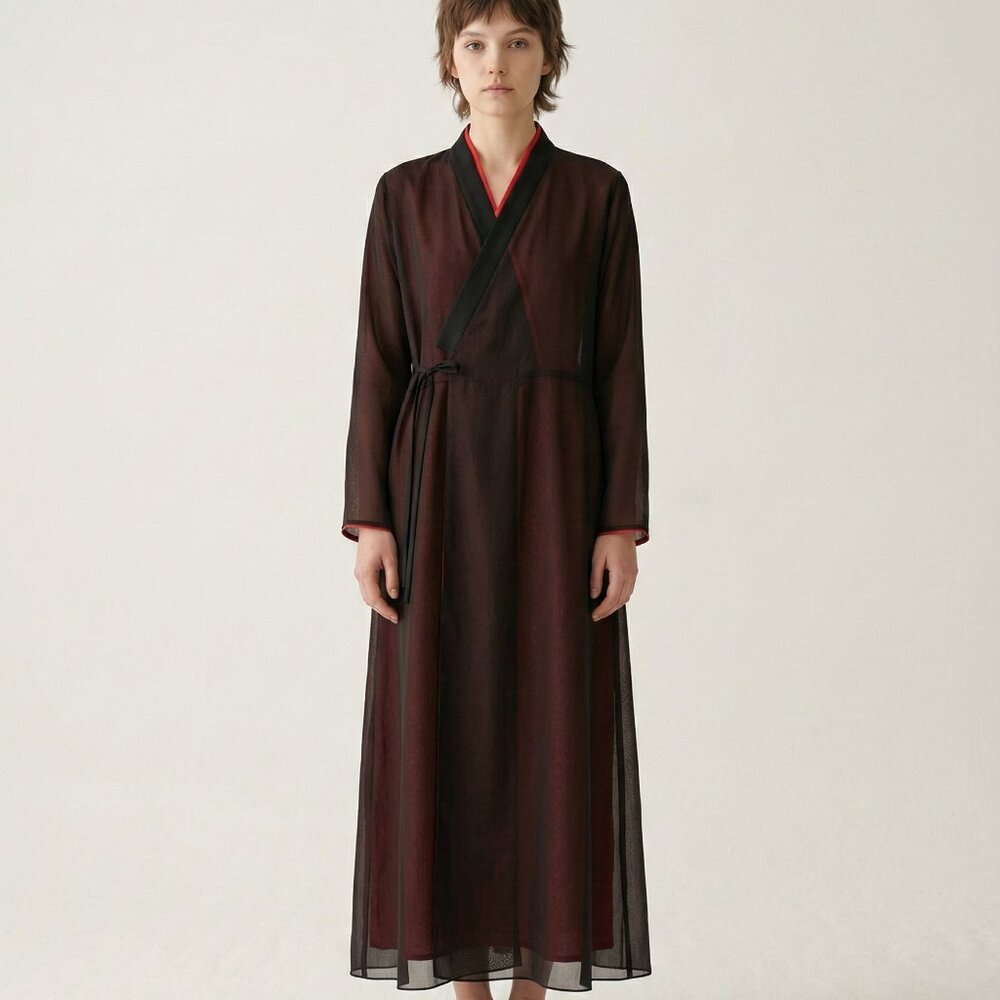 Au Pu Ning Kimono Robe Goth Whimsigoth Grunge Minimalist Black Red M